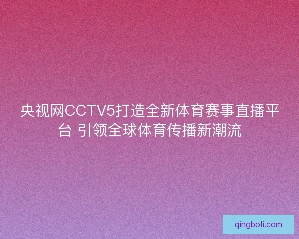 央视网CCTV5打造全新体育赛事直播平台 引领全球体育传播新潮流