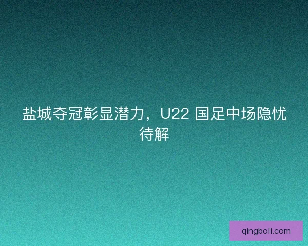 盐城夺冠彰显潜力，U22 国足中场隐忧待解